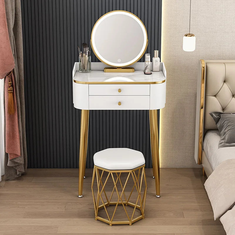 Light Luxury Nordic Makeup Table Girls Small Apartment White High-end Cute Vanity Table American Modern Coiffeuse Home Furniture