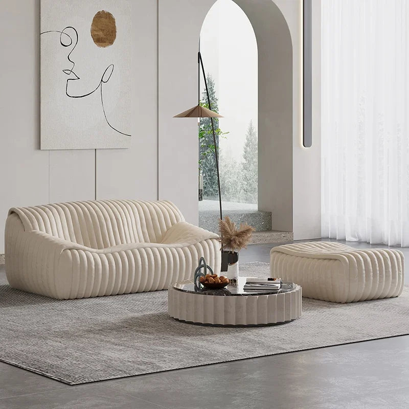 Nordic Warm White Sofa Bean Bag Design Minimalist Sofa Caterpillar Luxury Leisure Living Room Chaises De Salon Furniture