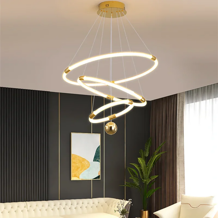 New Ring LED Ceiling Chandelier For Living Room Bedroom Kitchen Hotel Pendant Lamp Design Suspension Gesture Sensing Light