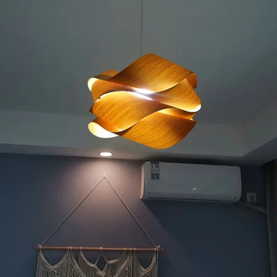 Southeast Asian Style Art Decor Wood Pendant Lights Restaurant Kitchen Dining Room Bar Hanging Chandeliers Pendant Lamps Suspen