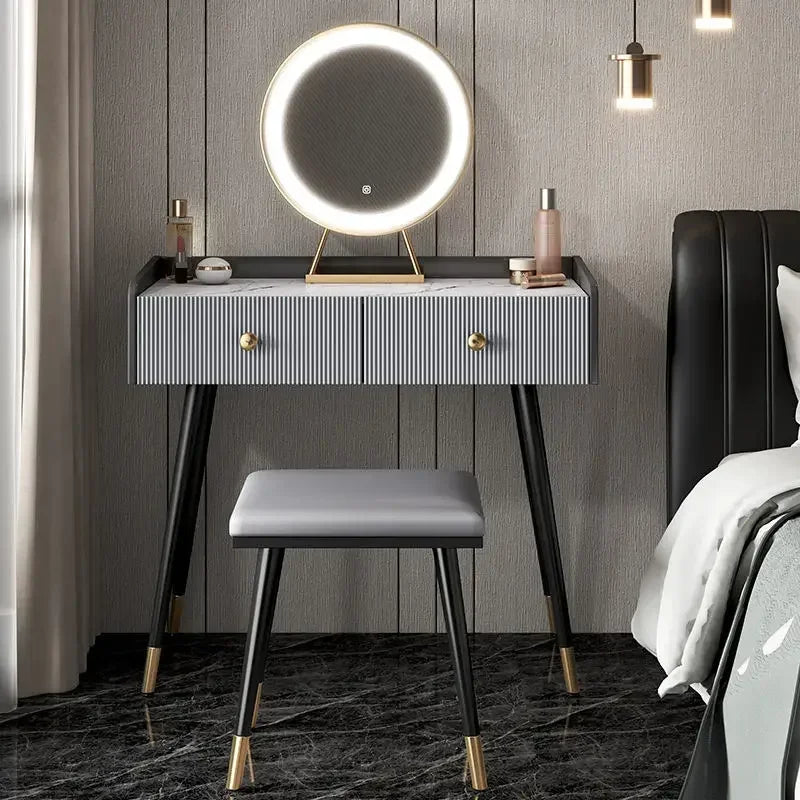 Luxury Modern Dressing Table Bedroom Small Apartment Storage Cabinet Mirror Integrated Household Makeup Toaletka Table Furniture