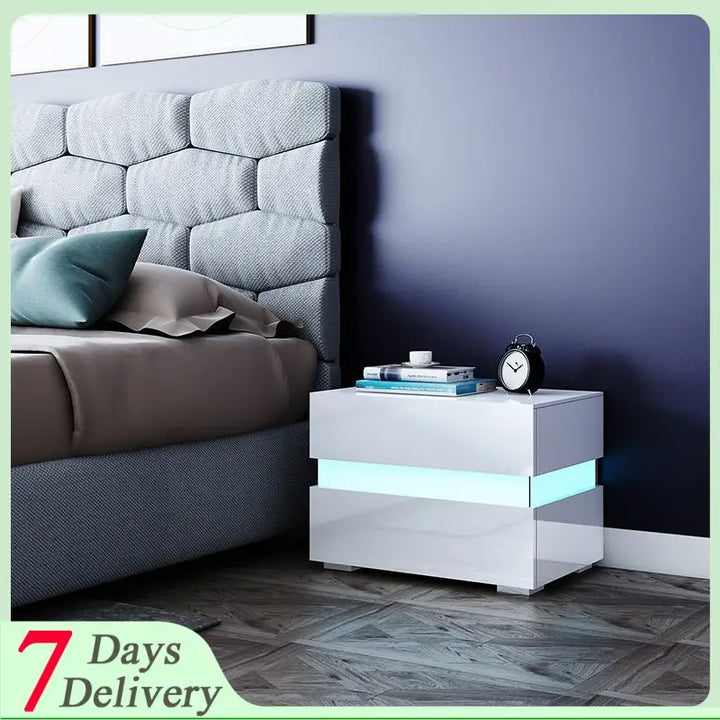 2-layers Bedside Table Desk Modern Lamp Nightstands Bedroom Storage White Black Cabinet Large Capacity Cabine Bedroom Furniture