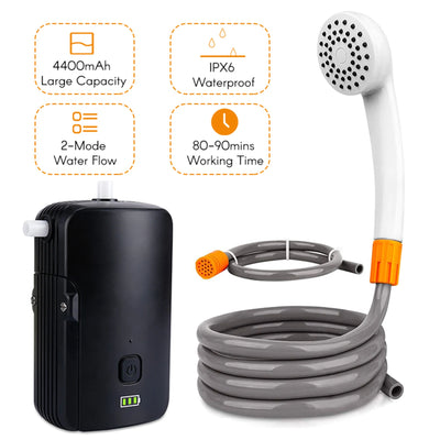 2022 Portable Camping Shower Outdoor/Indoor Electric Shower with Battery Rechargeable for Beach Swimming Hiking Car Pet Cleaning