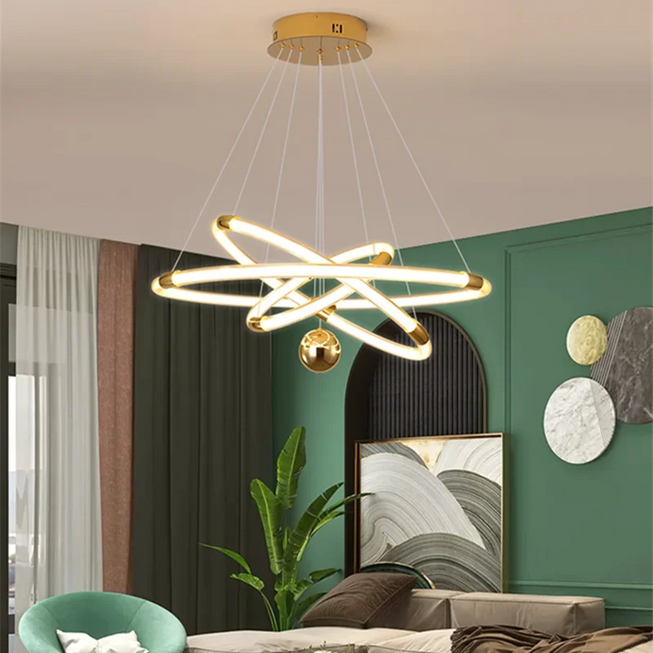 New Ring LED Ceiling Chandelier For Living Room Bedroom Kitchen Hotel Pendant Lamp Design Suspension Gesture Sensing Light