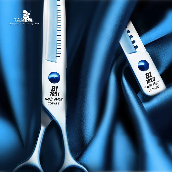 TAA Professional Pet Scissors Grooming Scissors Dog Scissors Curved Chunker Dog Shears and Serrated Scissors BI-7023 / BI-7051