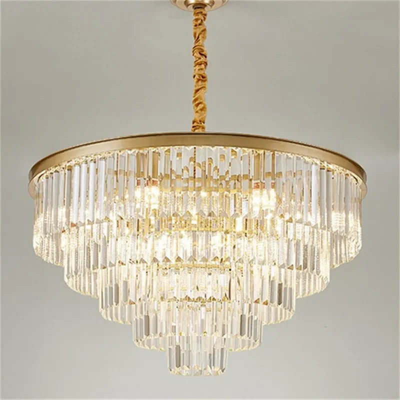 Crystal LED Chandeliers Luminaria Hotel Lobby Black Pendant Ceiling Lamp Round Square Living Bedroom Home Decoration Accessories