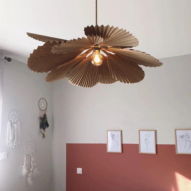 Living Room Ceiling Lamp Wabi-sabi Paper Led Ceiling Chandelier Kitchen Island Pendant Lights Home Decorations Lustre