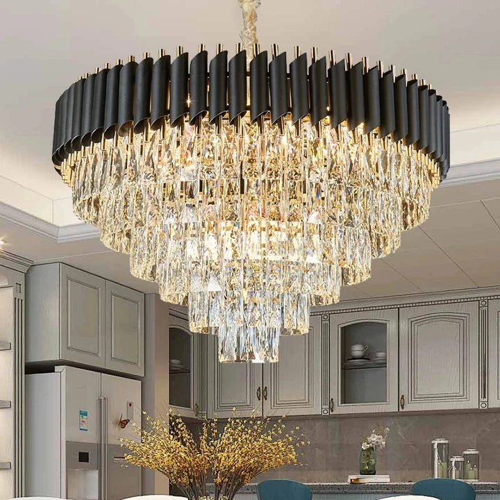 Modern Luxury Crystal Chandeliers for Living Room Dining Room Black Led Chandelier Indoor Lighting Pendant Lights Hanglamp