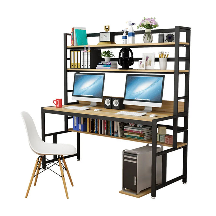 Office Minimalist Computer Student Table Household Desk One Body Board With Bookshelf Multi-Layer Storage Study Stable Study