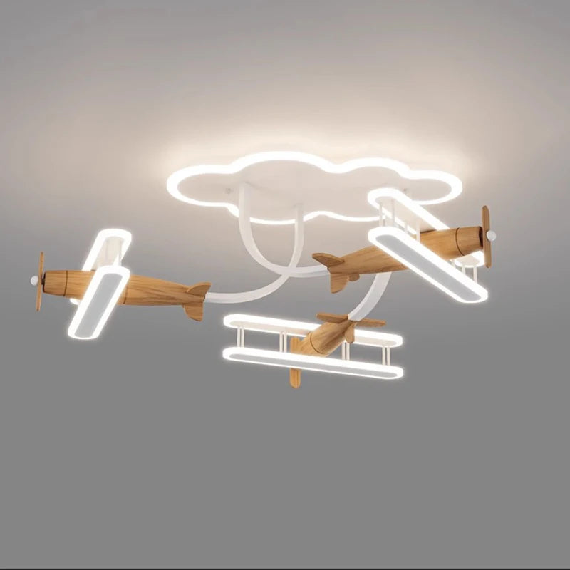 Creative Airplane Pendant Lamps Wooden Plane AC 220V 50W Children's Bedroom Ceiling Hanging Light Boy Girl Room Decorative Light