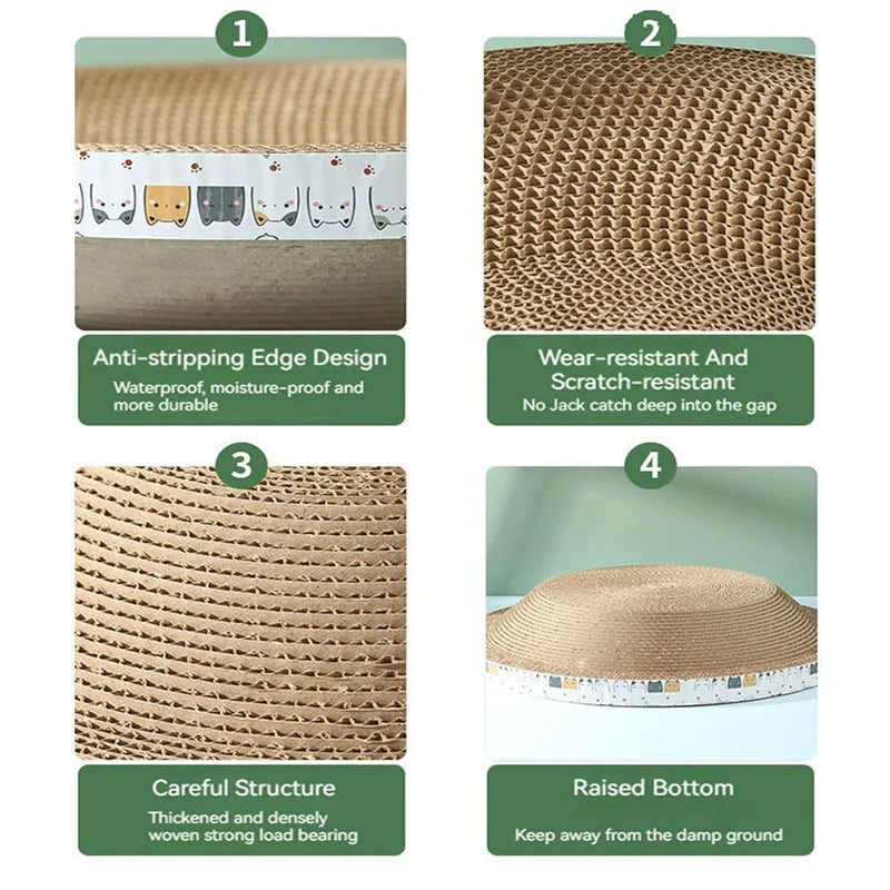 Cat Pet Supplies Accessories Scratch Pad Corrugated Scratcher Board Round Oval Wear-Resistant Grinding Claw Toy for Cat Bed Nest