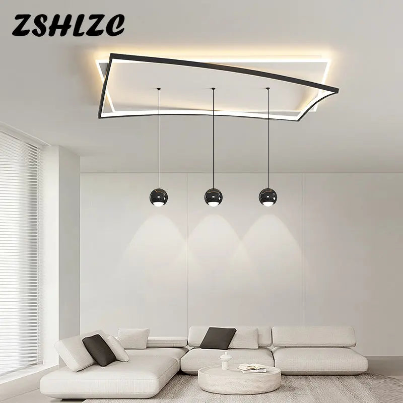 Modern Led Chandelier Luxury Ceiling Light For Living Dining Room Bedroom Kitchen Chandeliers Square Black White Fixtures AC220V