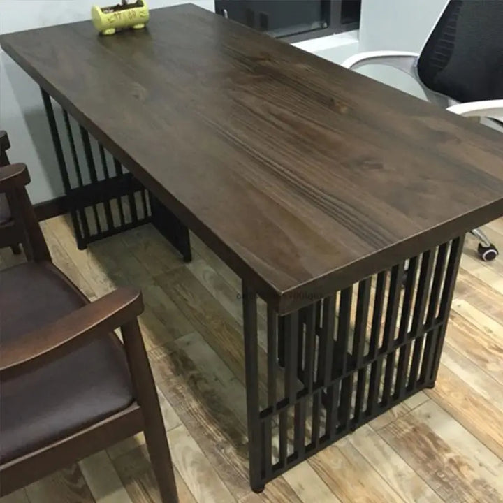 American Industrial Style Classical Solid Wood Bar Large Conference Table 2m Iron Study Desk Computer Table And Chair For Office