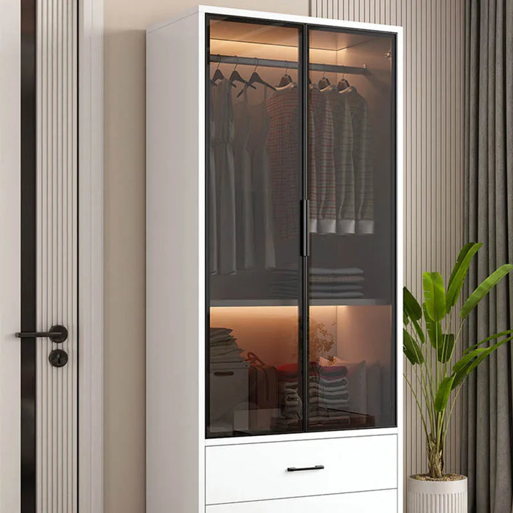 Glass Luxury Simple Wardrobes File Mirror Room White Modern Organizer Cabinets Bedroom Wooden Closets Abiertos Salon Furnitures