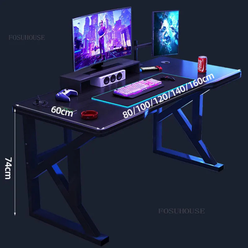 Light Luxury Iron Computer Desks Desktop Home Game Table Modern Simple Office Desk Gaming Table and Chair Set Office Furniture