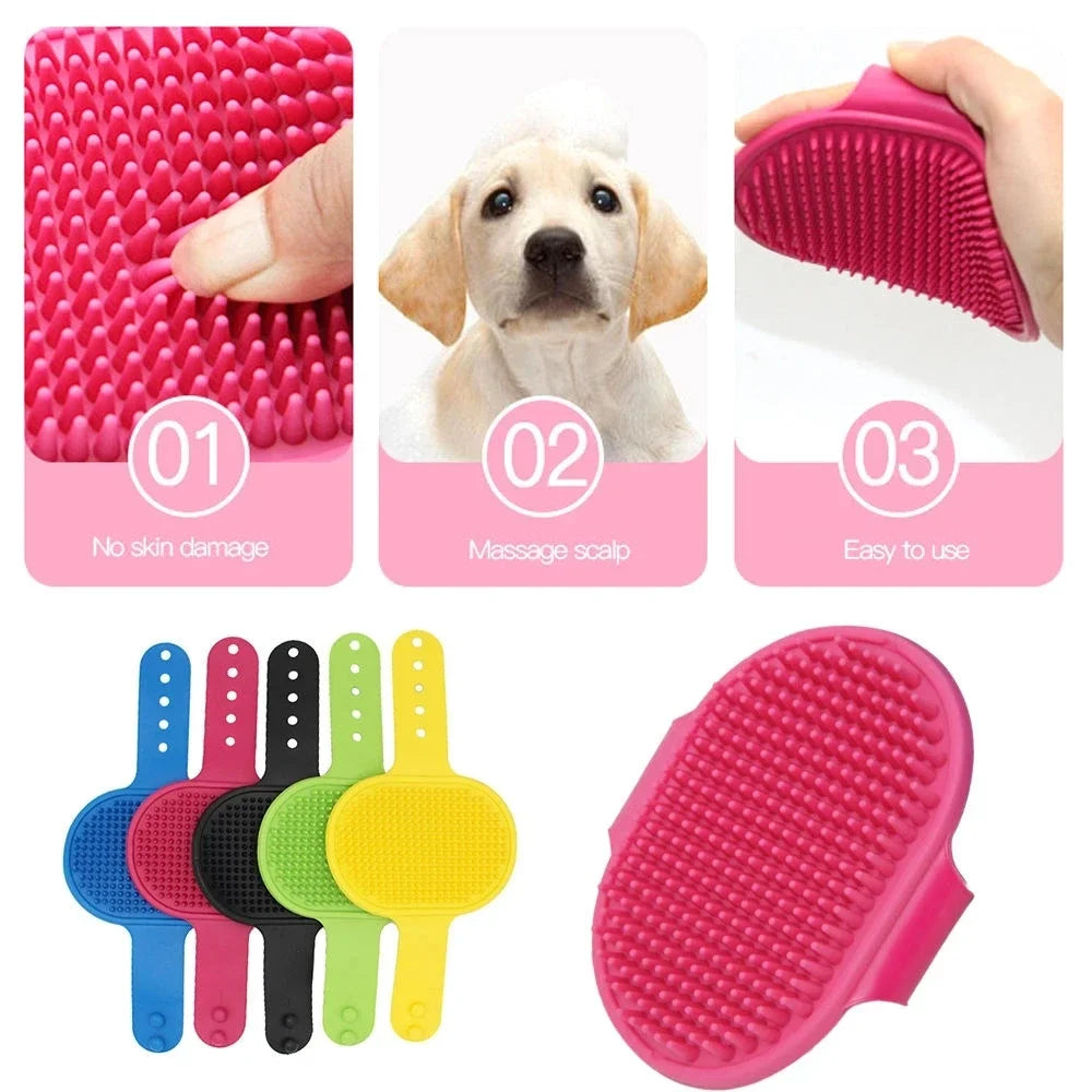 Pet Silicone Bath Brush Hair Grooming Massage Tool Cat Dog Soft Bathroom Washing Gloves Pet Accessories