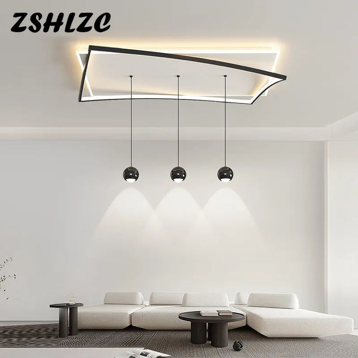 Modern Led Chandelier Luxury Ceiling Light For Living Dining Room Bedroom Kitchen Chandeliers Square Black White Fixtures AC220V