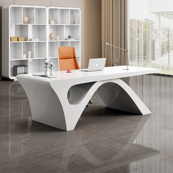 Console Work Table Writing Workstation White Computer Office Desk Meeting Luxury Scrivania Ufficio Lavoro Luxury Furniture