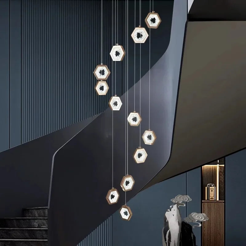 Modern light luxury Stair light chandelier lighting Ceiling lamps hanging light led chandeliers for the living room indoor