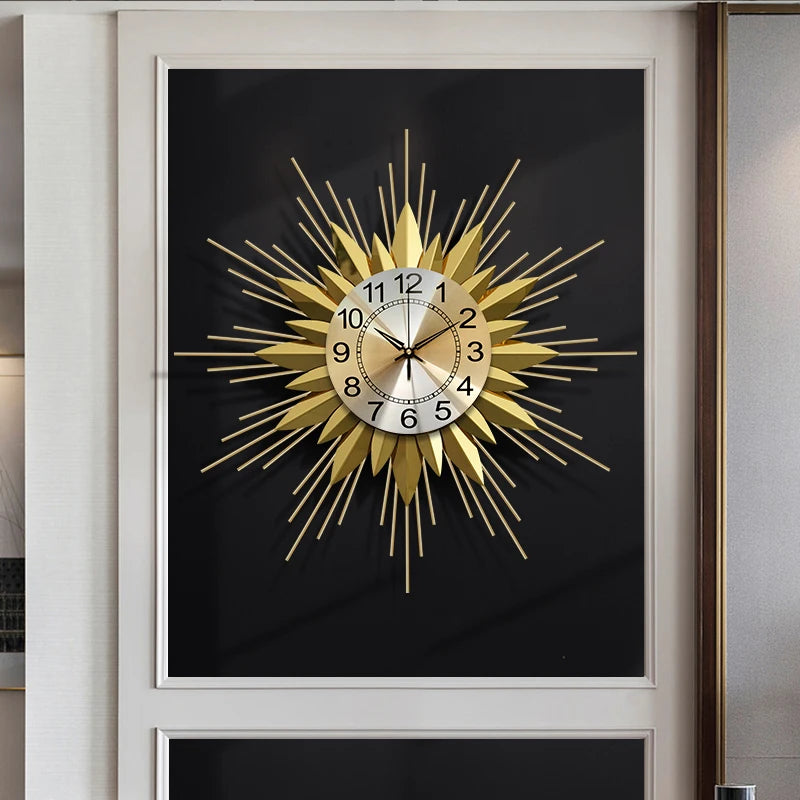 Gold Oversized Wall Clock Aesthetic Big Silent Atmosphere Light Luxury Clock Fashion Free Shiping Reloj De Pared Home Decoration