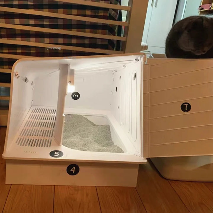 Fully Enclosed Villa Cat Litter Box Smart Cats Outdoor Travel Plastic Toilets Pet Training Sandbox Small Animals Indoor Bedpan H