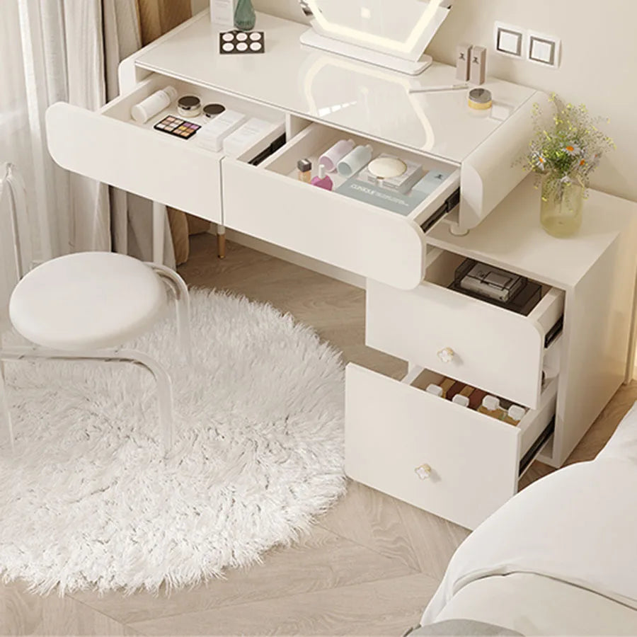 Europe Vanity Table Small Extendable White Luxury Affordable Lights Transportable Dressers Storage Tocadores Home Furniture