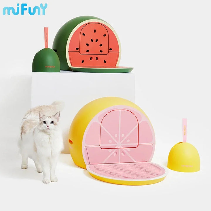 MiFuny Cat Litter Box Drawer Fully Enclosed Watermelon Fruits Anti Splash Separable Cat Litter Cat Toilet Deodorant Pet Products