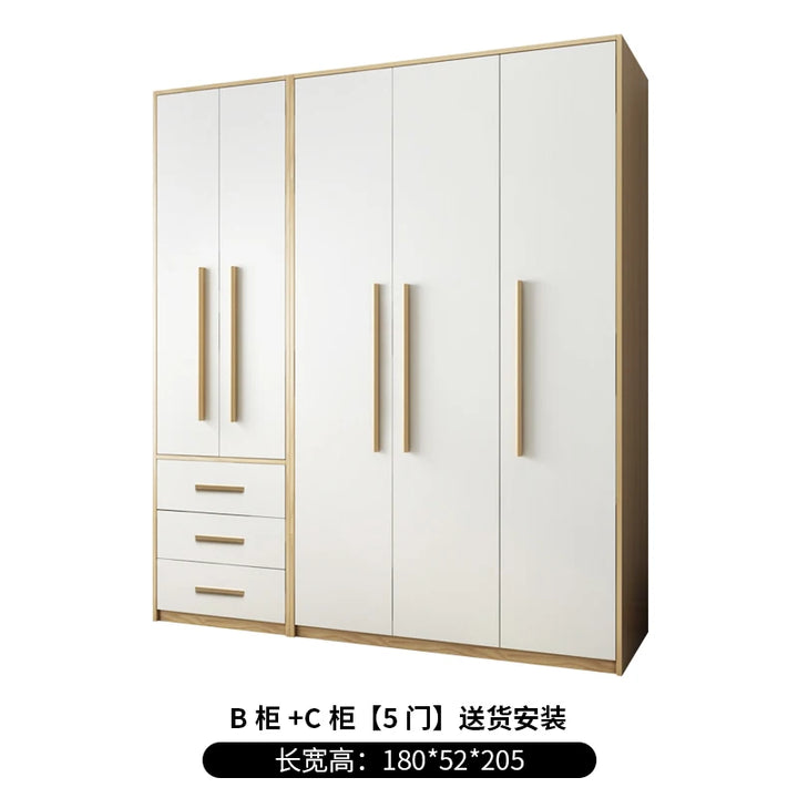 White Wardrobe Bedroom Luxury Display Design Simple Clothing Drying Rack Combination Closet Storage Roperos Wooden Furniture