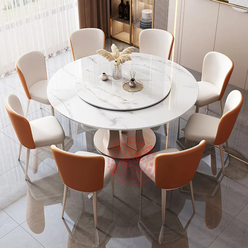 Round Marble Dining Table Nordic Luxury Style Kitchen Modern Dining Table Space Savers Design Mesas De Comedor Kitchen furniture