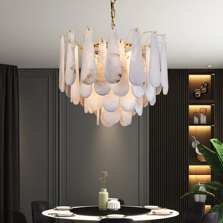 Nordic Marble Brass Ceiling Chandeliers Home Decoration Designer Luxury Big Hanging Lamps for Villa Dining Room