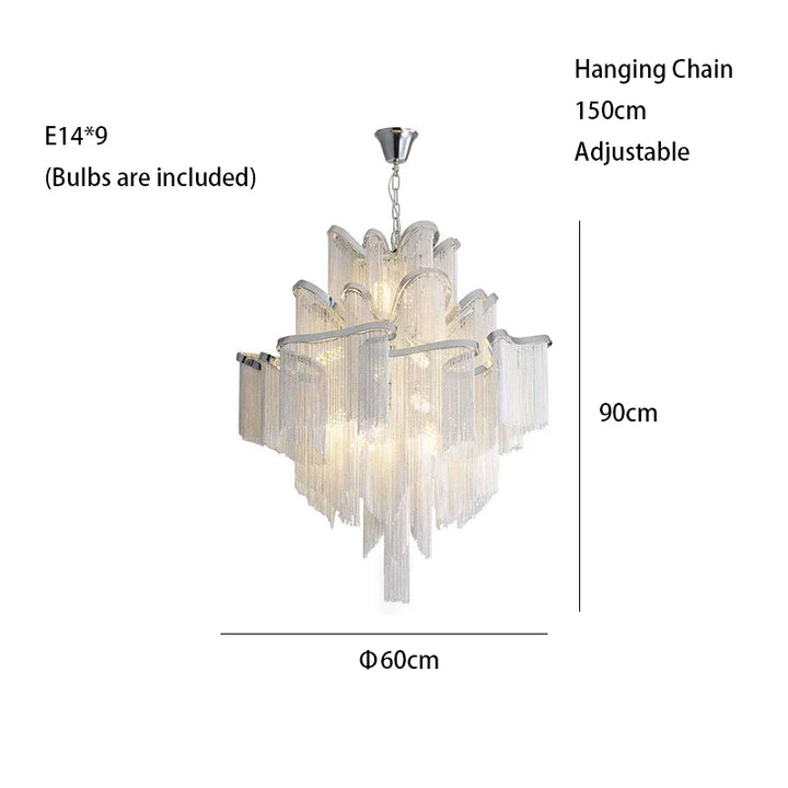 Remote Control Tassels Aluminum Chrome Dimmable Ceiling Lights Lustres Room Decor Lamps Modern Ceiling Chandelier for Bedroom