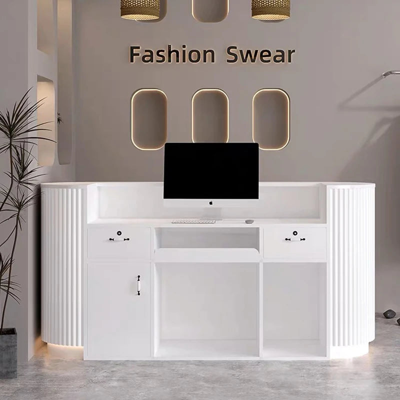 Counter Reception Desk Salon Beauty Salon Restaurant Luxury Customized Cabinet Front Desk Stand Comptoir De Caisse Furniture