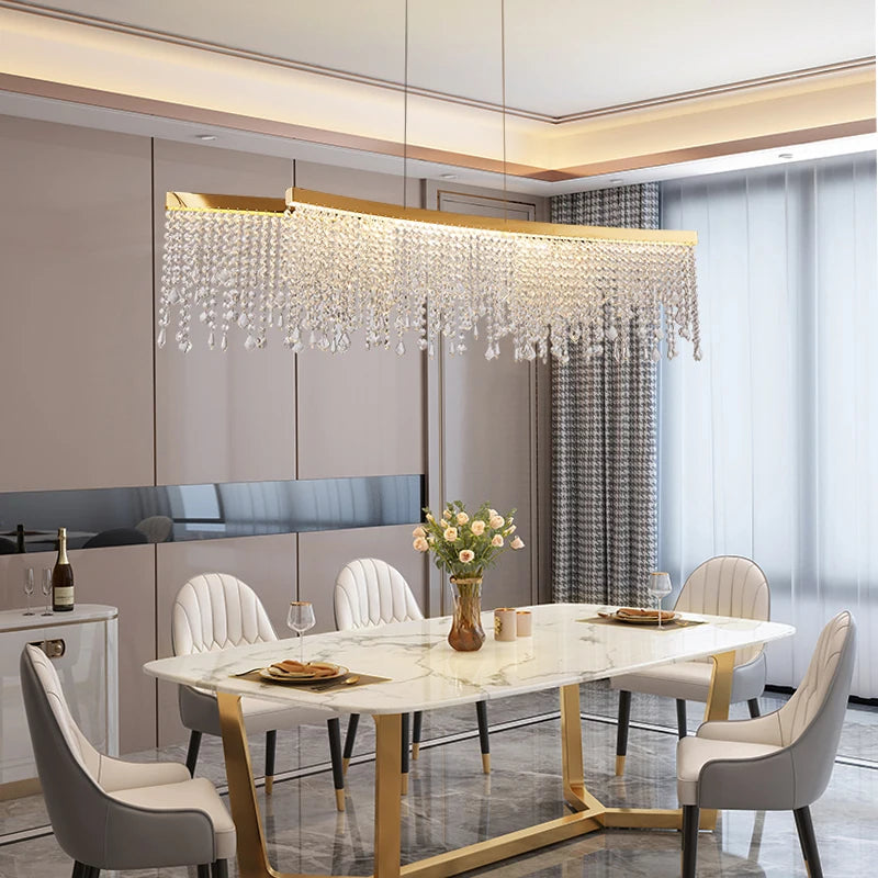 Luxury Crystal Led Chandelier Dining Room Gold Design Hanging Lamp Home Decor Indoor Lighting Creative Ceiling Pendant Lustre