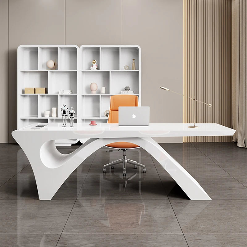 Console Work Table Writing Workstation White Computer Office Desk Meeting Luxury Scrivania Ufficio Lavoro Luxury Furniture