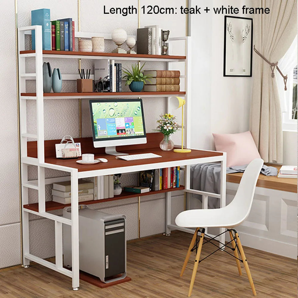 Office Minimalist Computer Student Table Household Desk One Body Board With Bookshelf Multi-Layer Storage Study Stable Study