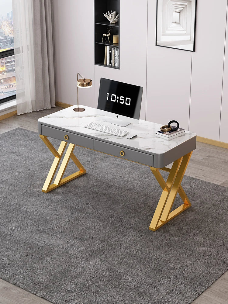 Luxury Computer Desk With Drawer Living Room Slate Computer Table Office Desk Iron Bedroom Computer Desks 100cm Home Furniture