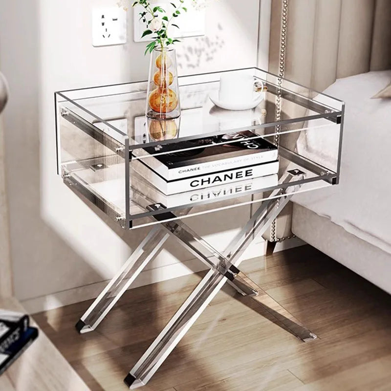 Storage Nordic Nightstand Table Transparent Item Kids Narrow Night Stand Trendy Shelves Szafki Nocne Furniture For Bedroom