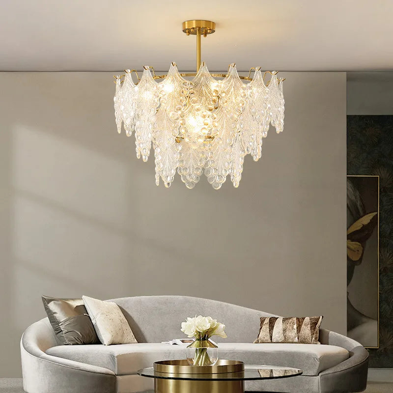 Romantic Luxury Glass Art Ceiling Chandeliers For Living Room Restaurant Bedroom Kitchen Loft Home Indoor Lustre Suspension Lamp