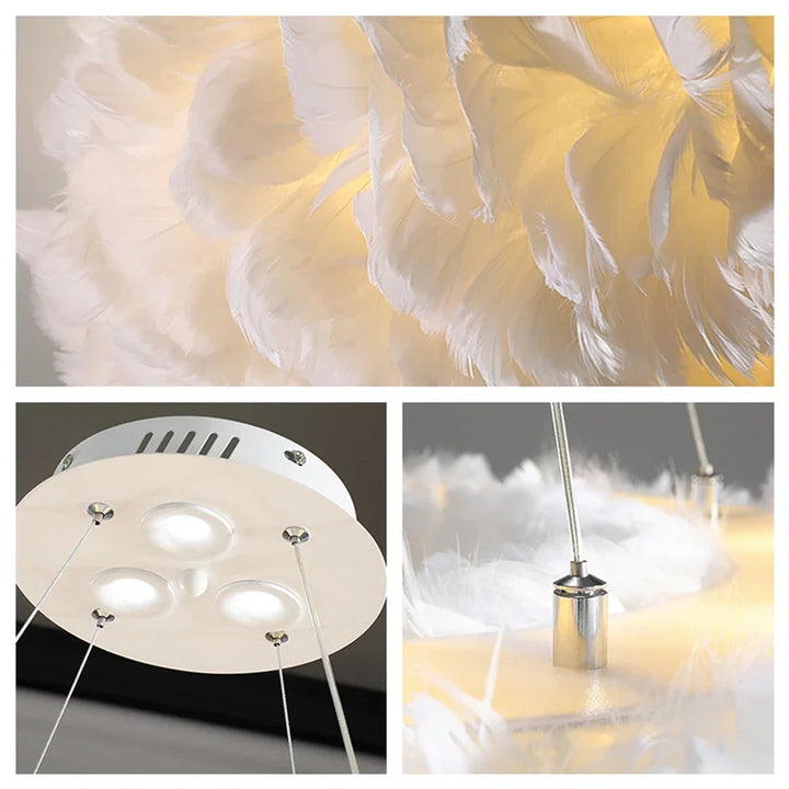 Nordic Feather LED Pendant Lamps for Marriage Bedroom Girl Child Chandelier Home Decor Lighting Suspension Design Luminaires