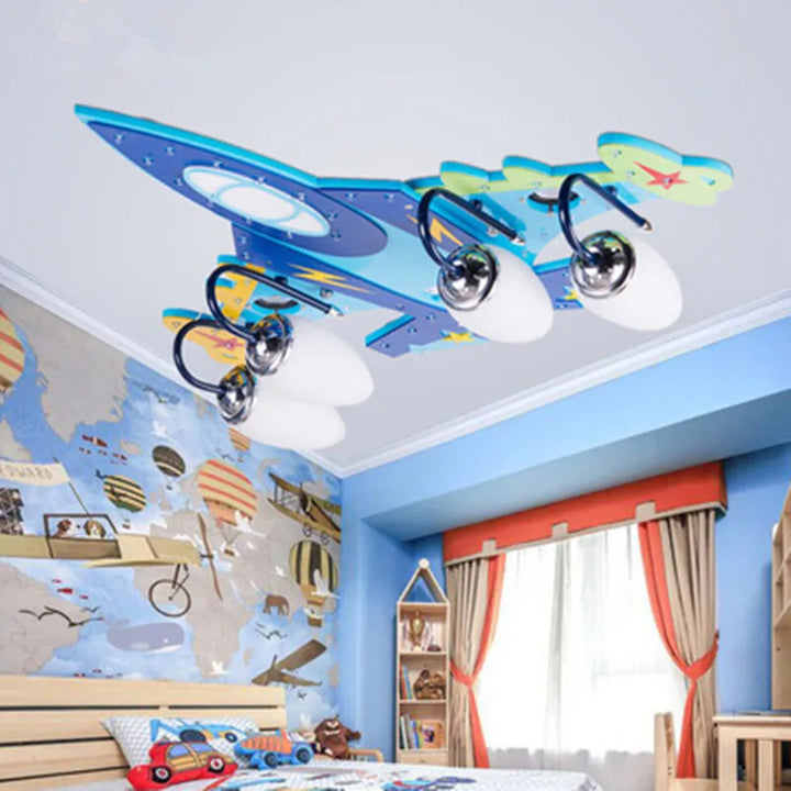 Acrylic Wireless Bluetooth Airplane E14 Led Ceiling Lights Kids 110V-220V USB Audio Amplifier Speakers Wooden Led Ceiling Light