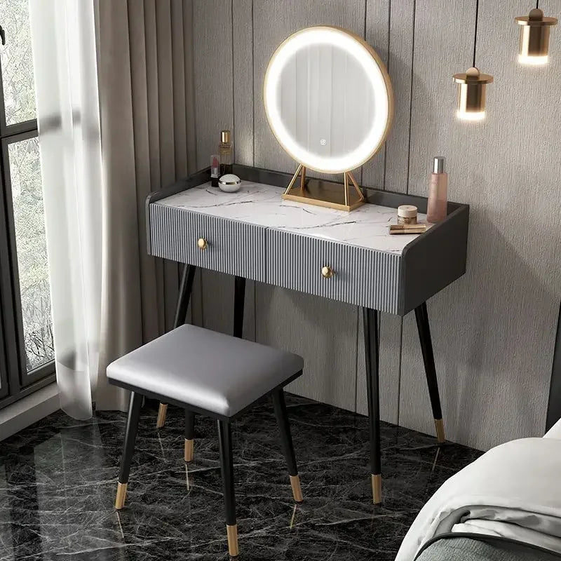 Luxury Modern Dressing Table Bedroom Small Apartment Storage Cabinet Mirror Integrated Household Makeup Toaletka Table Furniture