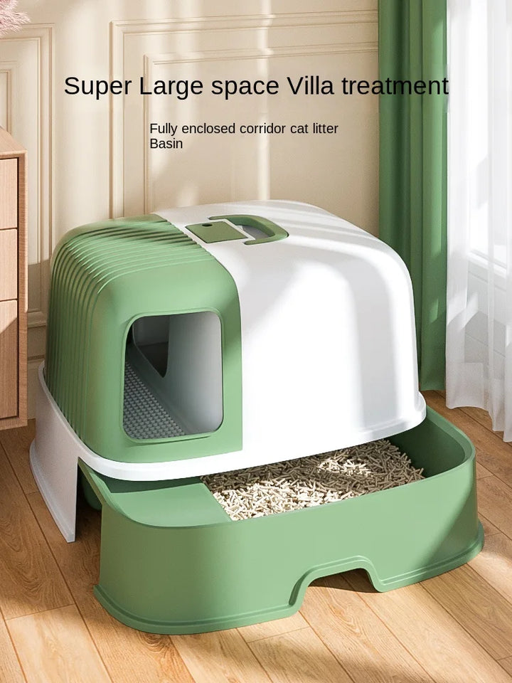 Cat Litter Box Fully Enclosed Oversized Hallway Supply Tray Oversized Long Aisle Drawer Pet Toilet Furniture Supplies