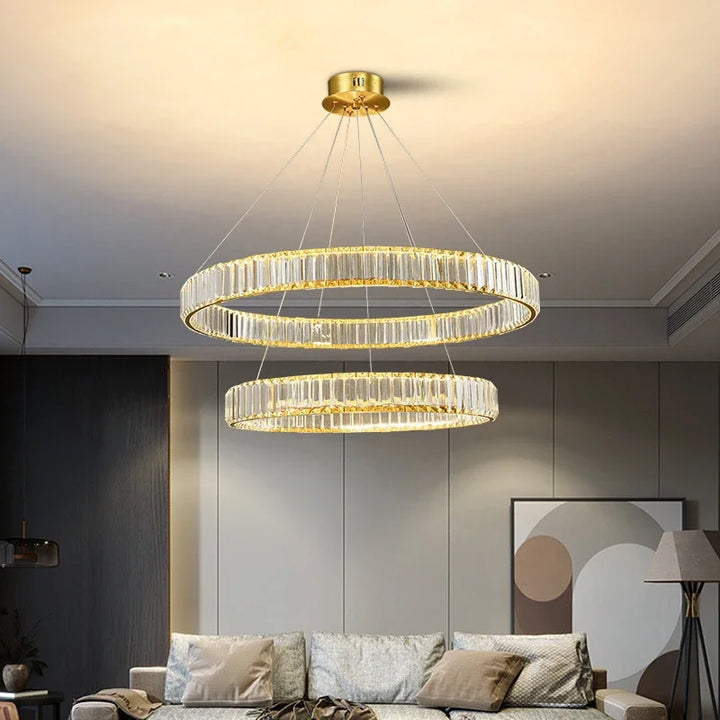 Round Luxury Crystal Chandeliers Lights LED Modern Pendant Lamps 40 60 80 100CM Hotel Hall Living Room Hanging Pendant Lighting