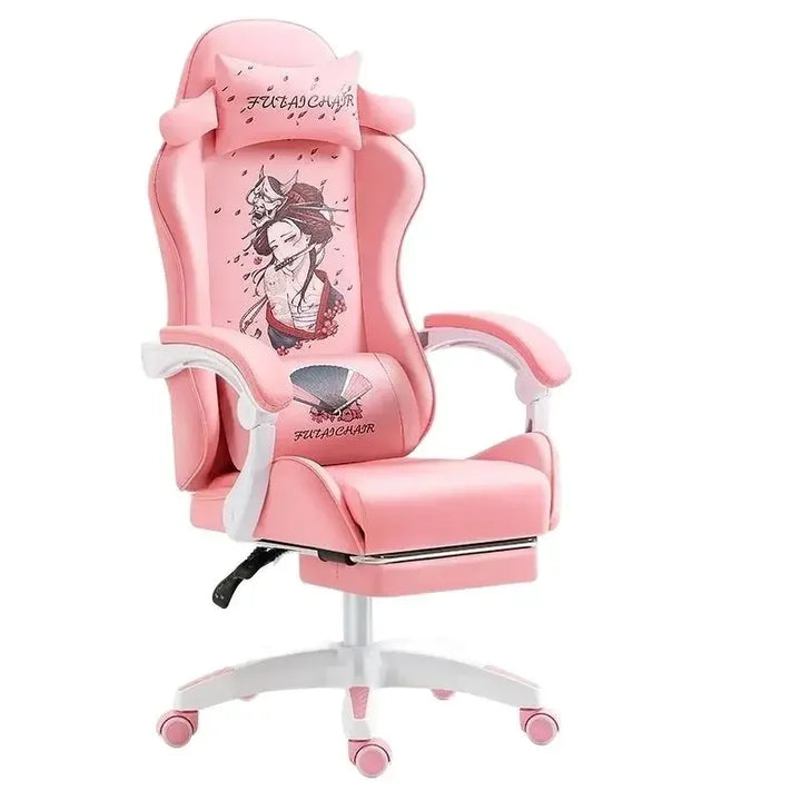 New Antique Style Gaming Chair Cute Pink Girl Computer Chair Bedroom Home Office Leisure Lifting and Rotating Reclining Seat