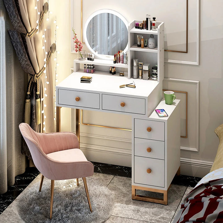 Storage Small White Dresser Bedroom Mobile Drawers Dressing Desk Light Vanity Mirror Coiffeuse De Chambre Bedroom Furnitures