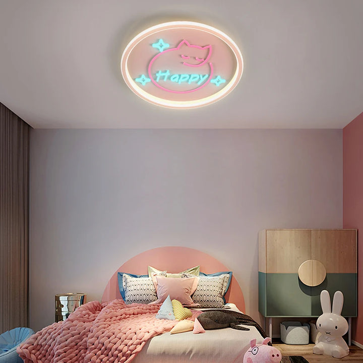 Modern Led Ceiling Lights for Children for Kids Baby Room Cartoon Ceiling Lamp Pink Cat Bedroom Creativity Stars sky Indoor Deco