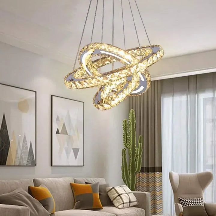 Luxury 3-ring LED Crystal Pendant Light Nordic Modern Chandelier Creative Simple Home Decoration Living Room Ceiling Lighting