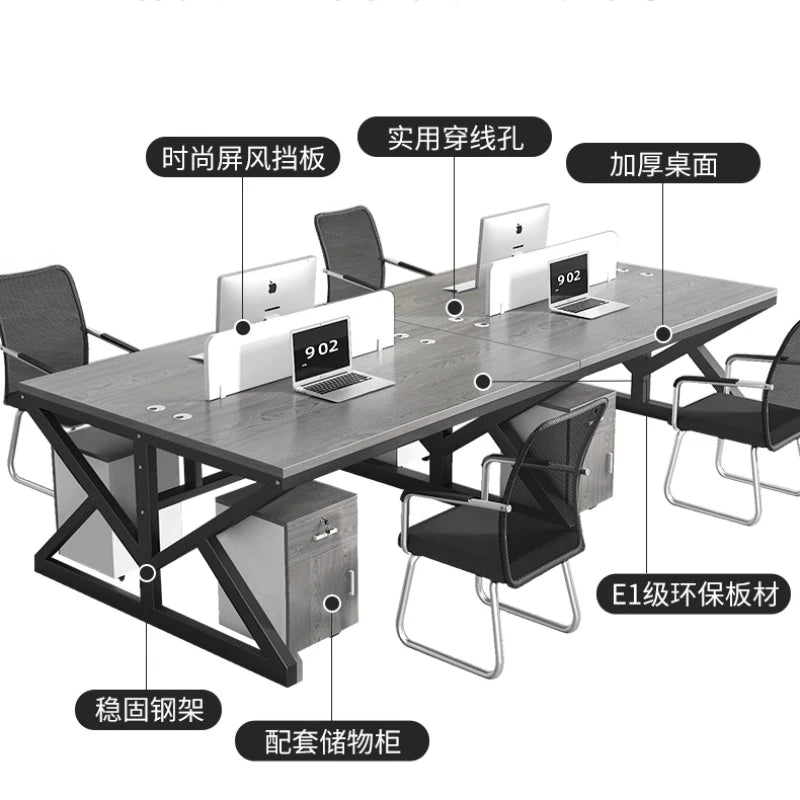 Station Employee Office Desk Combination Staff Simplicity Cassette Office Desk Computer Mesa Escritorio Working Equipment QF50OD