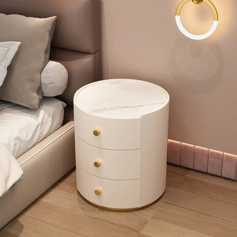 3-tier Dresser Sofa Bedside Table Bathroom Salon Wooden Luxury Round Nightstands Drawer Interior Arredamento Design Furniture