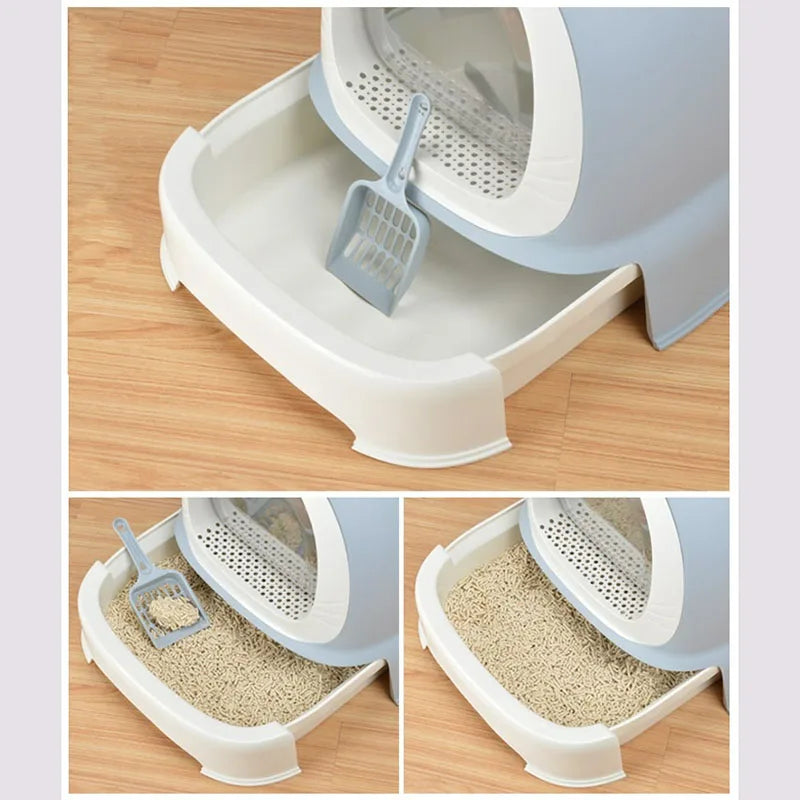 Self-cleaning Sandbox Drawer Type Fully Closed Cat Litter Box Anti-belt Sand Extra Large Anti-splash Shovel Litter Box Pet Items